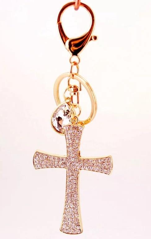 200pcs/lot  rhinestone cross keychain purse hanger baby showers baptism christening favors and return gifts