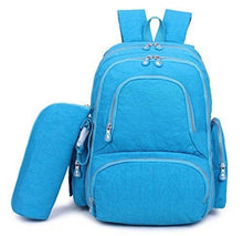 Load image into Gallery viewer, Discover the best crest design waterproof diaper bag backpack travel backpack organizer nappy bags for baby care with changing pad stroller straps and insulated pockets sgs certified safe product deep sky blue