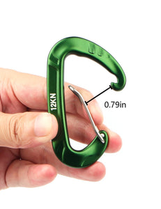 Buy kimjee 12kn wire gate carabiners d shape aircraft grade aluminum clip for keychain hammocks camping hiking backpack dog leash green black 5