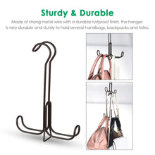 Load image into Gallery viewer, Storage organizer tomcare metal purse organizer stackable purse hanger handbag organizer sturdy bag organizer purse holder rack hanging closet organizer for purses handbags backpacks bags totes 6 pack bronze