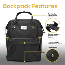 Load image into Gallery viewer, Home baby diaper backpack extra large wide open waterproof baby bag with cushioned shoulder straps and insulated pockets best for travelling parents by necessibaby black
