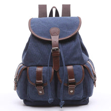 Load image into Gallery viewer, Home women canvas backpack retro travel rucksack leather school backpack for grils hiking daypacks jeans bag casual satchel bookbag