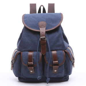 Home women canvas backpack retro travel rucksack leather school backpack for grils hiking daypacks jeans bag casual satchel bookbag