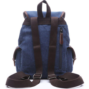 Online shopping women canvas backpack retro travel rucksack leather school backpack for grils hiking daypacks jeans bag casual satchel bookbag