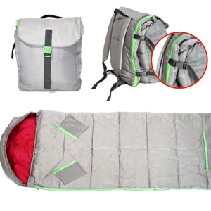 Discover the mimish sleep n pack kids sleeping bag backpack combo 2 in 1 with 3 storage pockets silver gray exterior bright pink interior